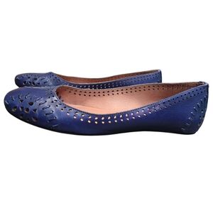 Corso Como Leather Laser Cut-out Ballet Flats Sz 7 Blue
